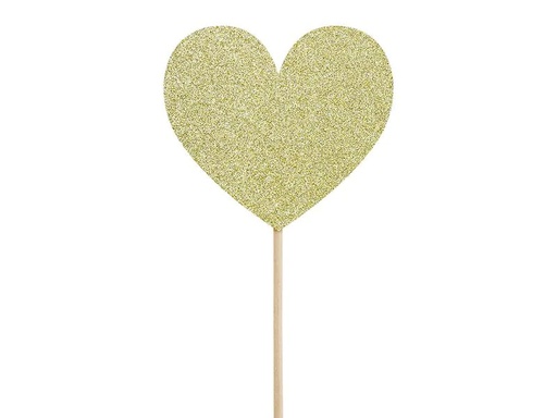 [90202935 1280017] Partydeco Kuchen-Topper Herzen 11 cm, 6 Stück, Gold