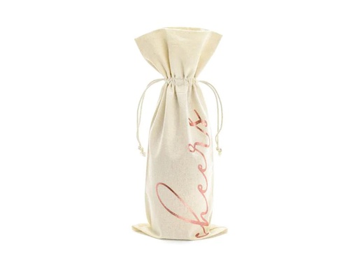 [90202961 1279937] Partydeco Flaschentasche  Cheers 5 Stück, Beige/Rosegold, 15.5 x 36 cm