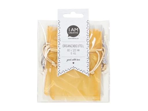 [90031365 1074815] I AM CREATIVE Organzabeutel Shiny 9 x 12 cm, 6 Stück