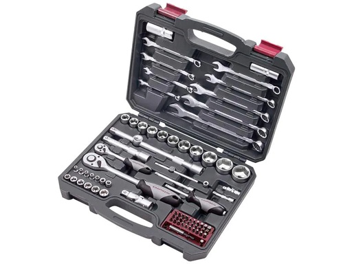 [90031416 1081648] Kraftwerk Steckschlüssel-Set Basic 1/4+1/2 80-teilig