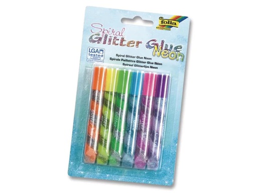 [90031740 599741] Folia Glitzerstift Glue Spiral Neon 6 Stück