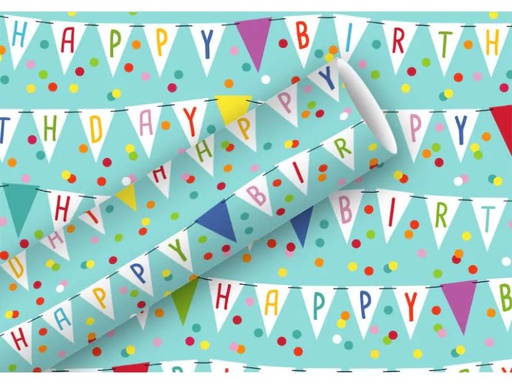 [90003164 546893] Braun + Company Geschenkpapier Wimpel, Türkis, 70 cm x 2 m