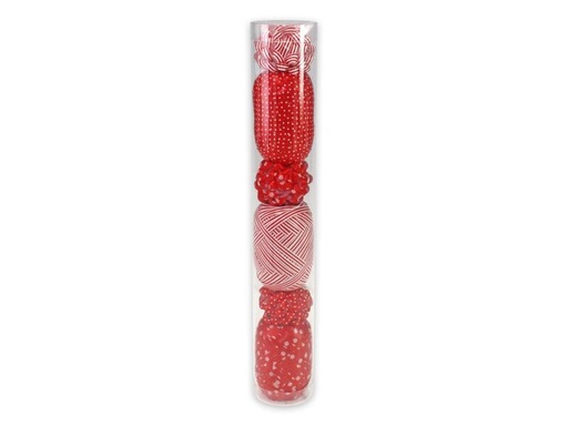 [90204514 1256485] Pattberg Geschenkband Mustermix Set Set, 9 Stück, Rot/Weiss