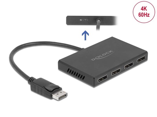[90205633 1285641] Delock 4-Port Signalsplitter Displayport, 4K/60Hz