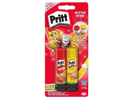 [90205644 1295241] Pritt Klebestift-Set Glitter 20 g, 2 Stück, Rot/Gelb