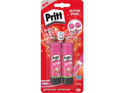 [90205664 1295240] Pritt Klebestift-Set Glitter 20 g, 2 Stück, Pink