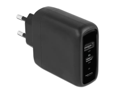 [90206267 1296979] Delock USB-Wandladegerät Typ-A und Typ-C 20 W + 12 W