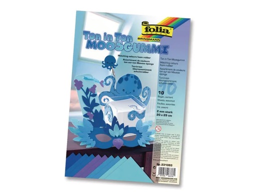[90032234 599592] Folia Moosgummi-Set Ton in Ton 10 Stück, Blau