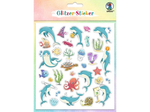 [90206934 1247046] URSUS Motivsticker Glitter Fun Meerestiere 4 Blatt, 136 Sticker