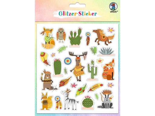 [90207064 1247047] URSUS Motivsticker Glitter Fun Tiere 4 Blatt, 156 Sticker