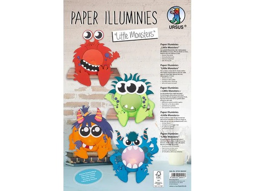 [90207130 1247092] URSUS Bastelset Paper Illuminies Little Monsters 4 Stück