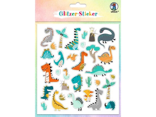 [90207248 1247045] URSUS Motivsticker Glitter Fun Dinos 4 Blatt, 138 Sticker