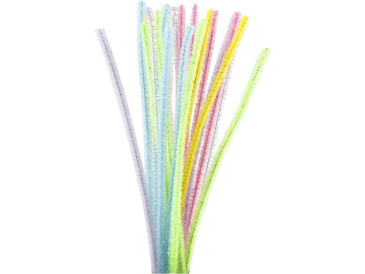 [90207901 1280644] Creativ Company Chenilledraht 6 mm, Glitter Pastell, 24 Stück