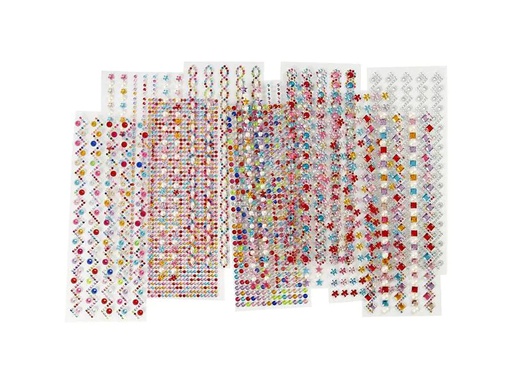 [90208003 1280641] Creativ Company Schmucksteine Selbstklebend 12 Blatt, Mehrfarbig