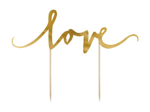 [90208088 1280013] Partydeco Kuchen-Topper Love 17 cm, 1 Stück, Gold