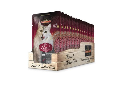 [90208514 1294549] Leonardo Cat Food Nassfutter Rind Pur, 16 x 85 g