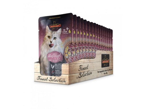 [90208518 1294553] Leonardo Cat Food Nassfutter Geflügel &amp; Ei, 16 x 85 g