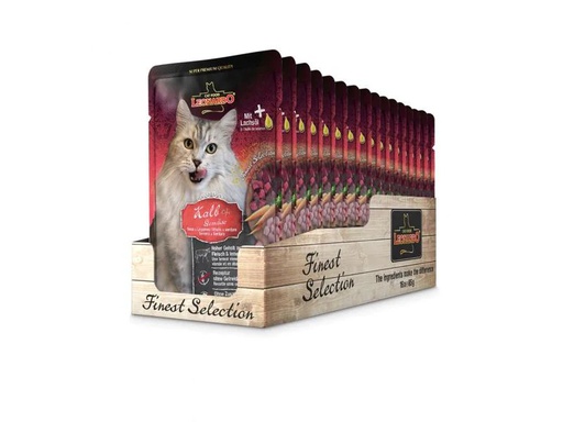 [90208525 1294557] Leonardo Cat Food Nassfutter Kalb &amp; Gemüse, 16 x 85 g