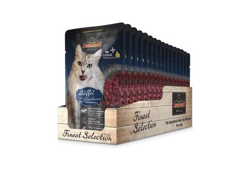 [90208537 1294561] Leonardo Cat Food Nassfutter Büffel &amp; Blaubeeren, 16 x 85 g