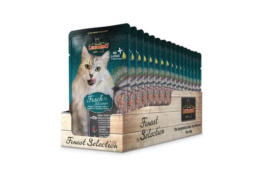 [90208538 1294550] Leonardo Cat Food Nassfutter Fisch &amp; Shrimps, 16 x 85 g