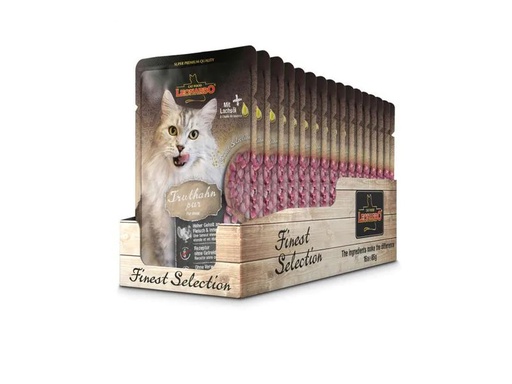 [90208540 1294558] Leonardo Cat Food Nassfutter Truthahn Pur, 16 x 85 g