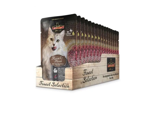 [90208543 1294551] Leonardo Cat Food Nassfutter Fleisch-Menü, 16 x 85 g