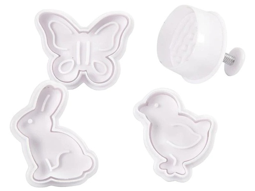 [90208690 1067019] Creativ Company Guetzli-Ausstecher Ostern mit Stempelgriff, 4-teilig