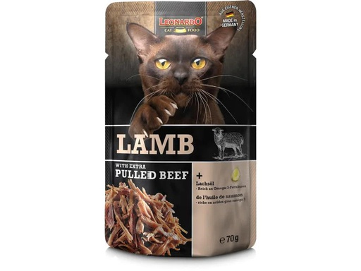 [90209090 1294509] Leonardo Cat Food Nassfutter Kalb &amp; Pulled Beef, 70 g