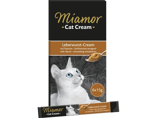[90209111 1305059] Miamor Katzen-Snack Leberwurst Cream, 6 x 15 g