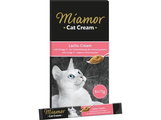 [90209157 1305061] Miamor Katzen-Snack Lachs-Cream, 6 x 15 g