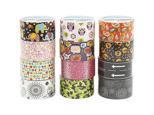 [90209269 1280662] Creativ Company Gewebeband Duct Tape Muster 48 mm x 5 m, Mehrfarbig