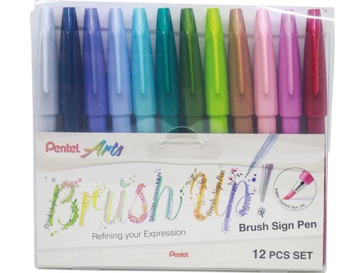 [90209564 1292844] pentel Filzstift Brush Sign Pen Pastellfarben, 12 Stück