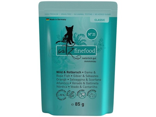 [90209678 1293285] catz finefood Nassfutter No.21 Wild &amp; Rotbarsch, 85 g