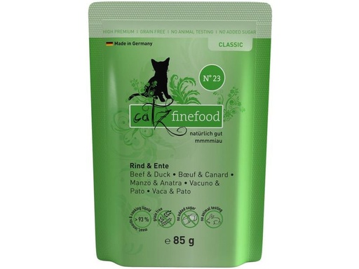 [90209686 1293287] catz finefood Nassfutter No.23 Rind &amp; Ente, 85 g