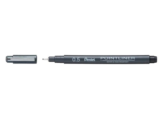[90210109 1292857] pentel Fineliner Pigment POINTLINER 0.5 mm, Schwarz
