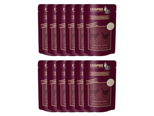 [90210438 1301561] Escapure Nassfutter Pouch Senior Lamm &amp; Huhn, 12 x 100 g