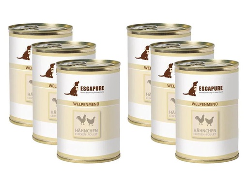 [90210466 1301565] Escapure Nassfutter Welpen Hähnchen, 6 x 400 g