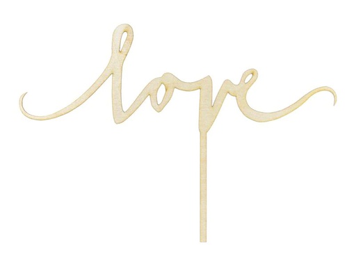 [90210766 1280012] Partydeco Kuchen-Topper Love 23 x 16 cm, Holz, 1 Stück, Braun