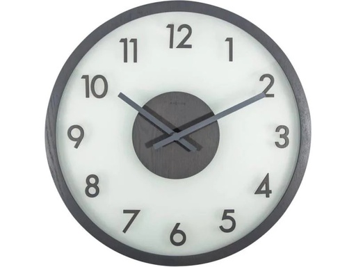 [90210810 736668] NeXtime Wanduhr Frosted Wood Ø 50 cm Grau/Weiss