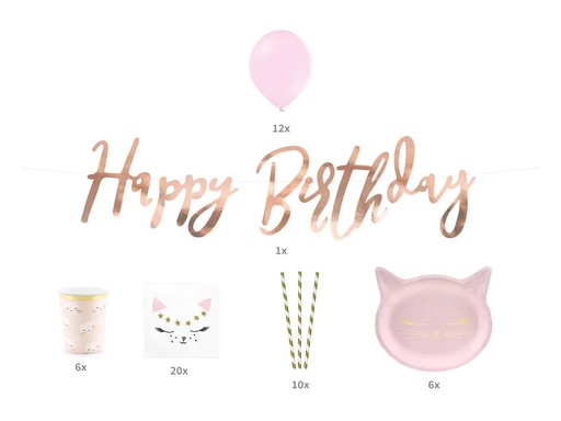 [90210815 1269820] Partydeco Partyset Cat 6-teilig, Rosa