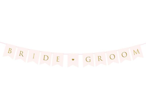 [90210851 1300068] Partydeco Girlande Bride Groom 1.55 m, Gold/Hellrosa