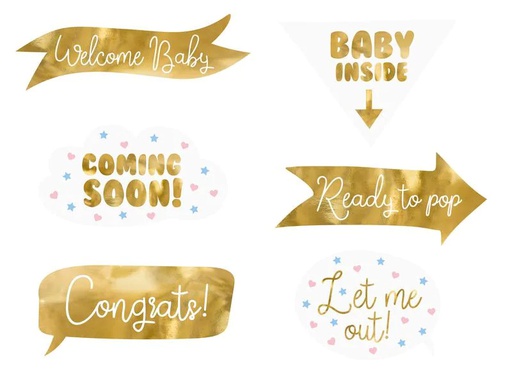 [90211062 1310363] Partydeco Partyaccessoire Baby Shower 6-teilig, Gold