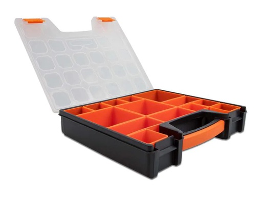[90211128 1306831] Delock Sortimentskasten Orange / Schwarz 14 Fächer
