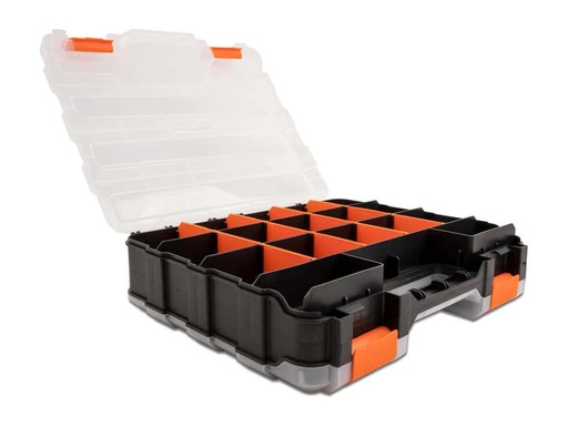 [90211303 1306828] Delock Sortimentskasten Orange / Schwarz 34 Fächer