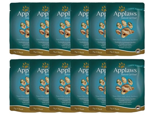 [90212023 1303185] Applaws Nassfutter Pouch Thunfisch &amp; Sardellen, 12 x 70 g