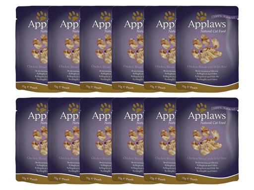 [90212049 1303181] Applaws Nassfutter Pouch Huhn &amp; Wildreis, 12 x 70 g