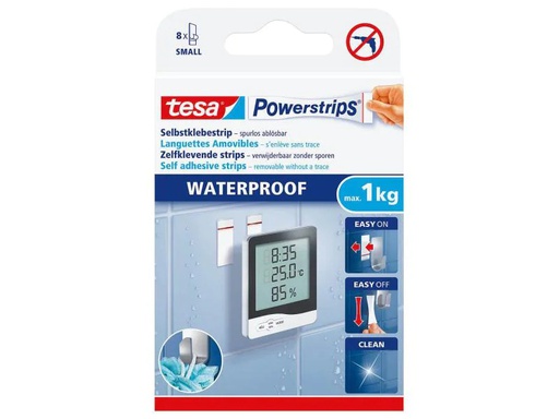 [90033646 796144] tesa Selbstklebestrip Powerstrips WP SMALL 8 Stück, Weiss, 1 kg