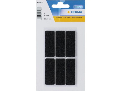[90213158 1316972] Herma Stickers Filzgleiter 15 x 45 mm, 6 Stück, Schwarz