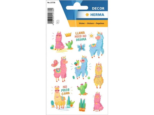 [90213169 1316959] Herma Stickers Motivsticker Lama 2 Blatt à 20 Sticker Mehrfarbig