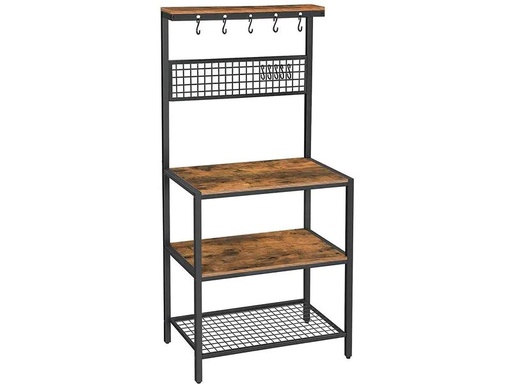 [90213225 1309892] VASAGLE Küchenregal mit 10 Haken 84 x 170 cm, Braun/Schwarz